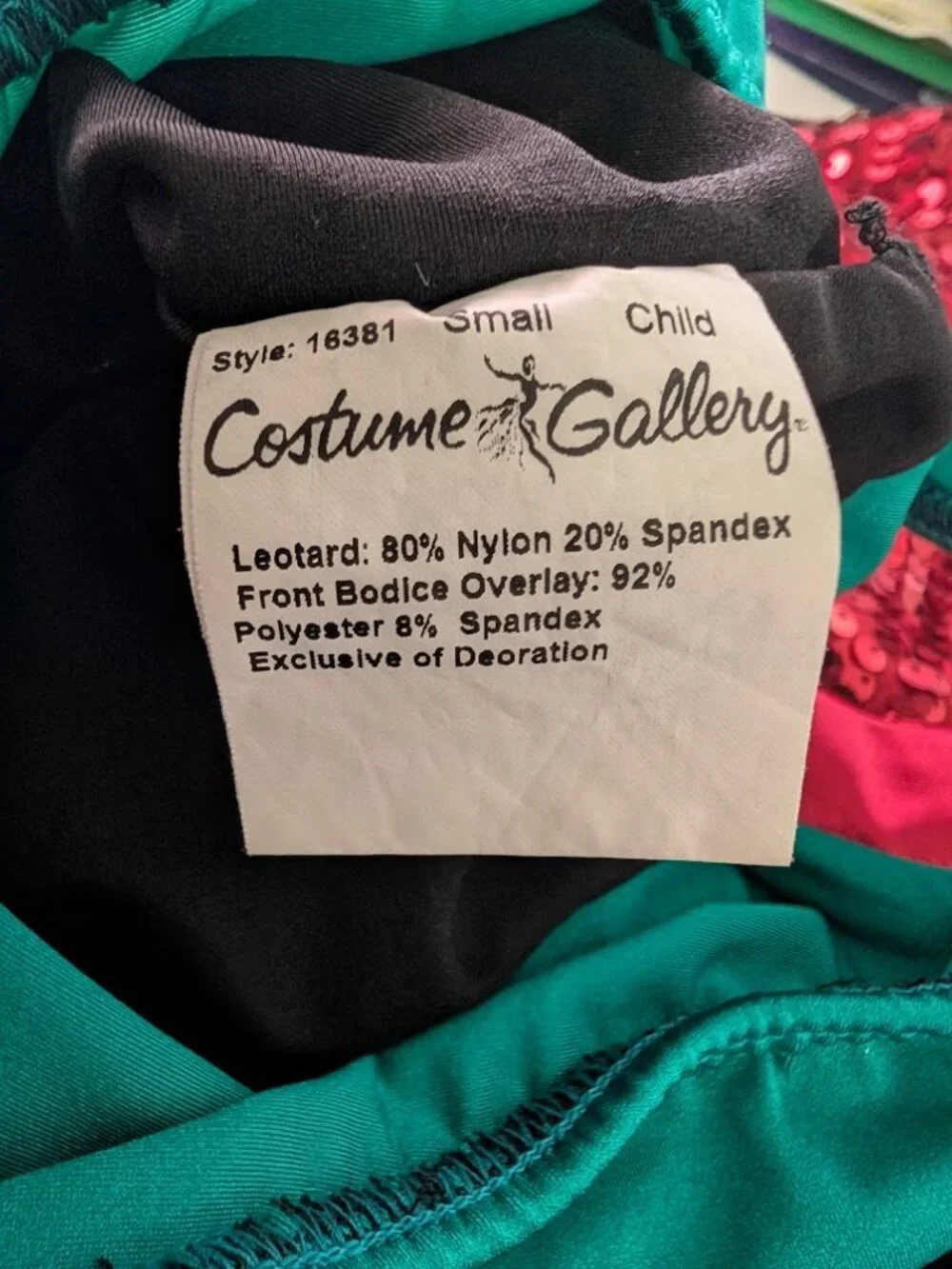 Costume Gallery Teal Sequin Asymmetrical Dance Costume Leotard Child Small
